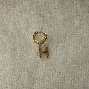 Gold Initial H mini Hoop Earring